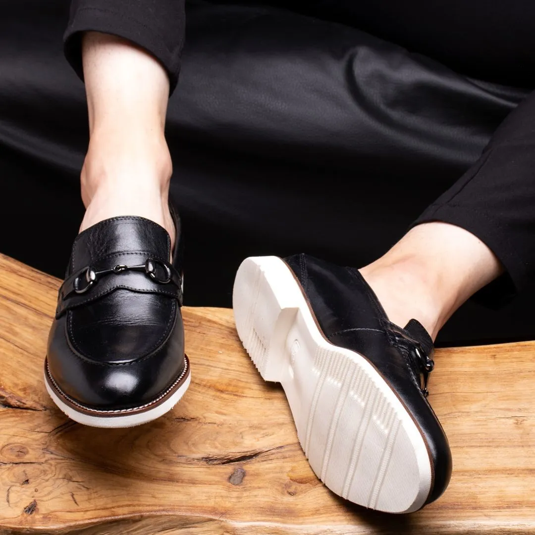 LIZZIO-Black Tally Leather Loafers