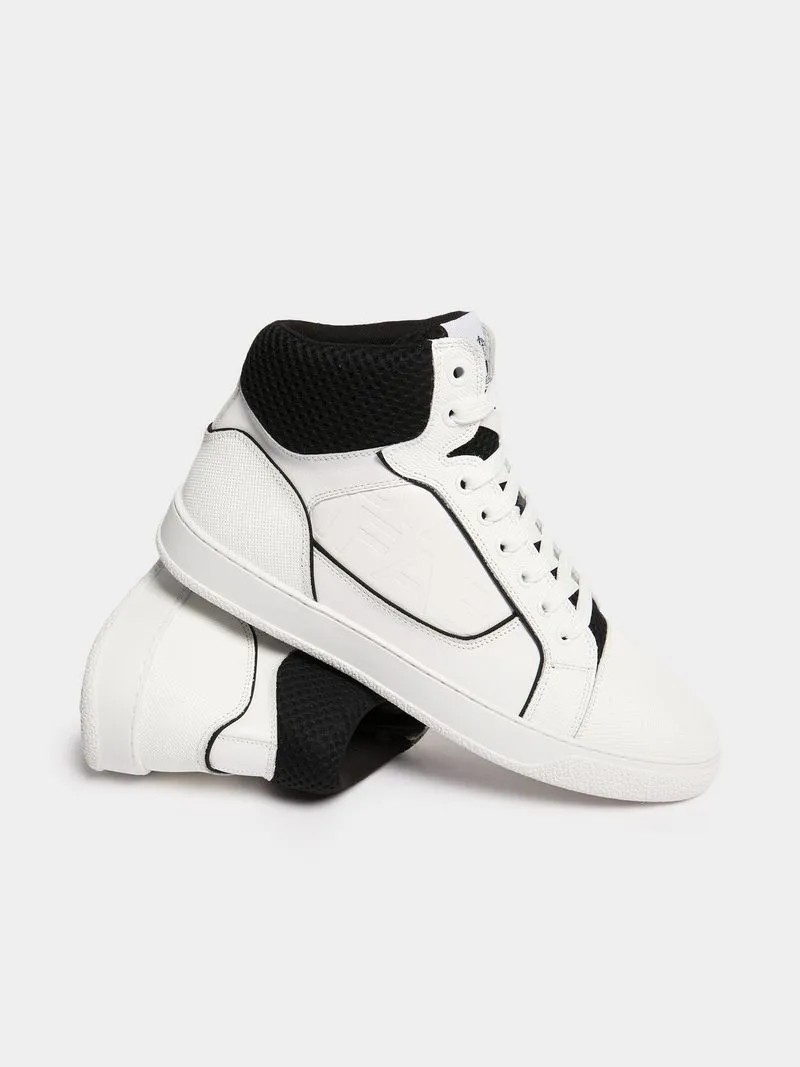 Fabiani Men's Piping Detail White High Top Sneakers