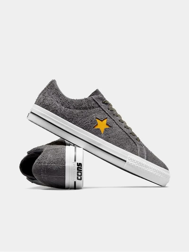 Converse Men's One Star Pro Grey/Yellow Sneaker