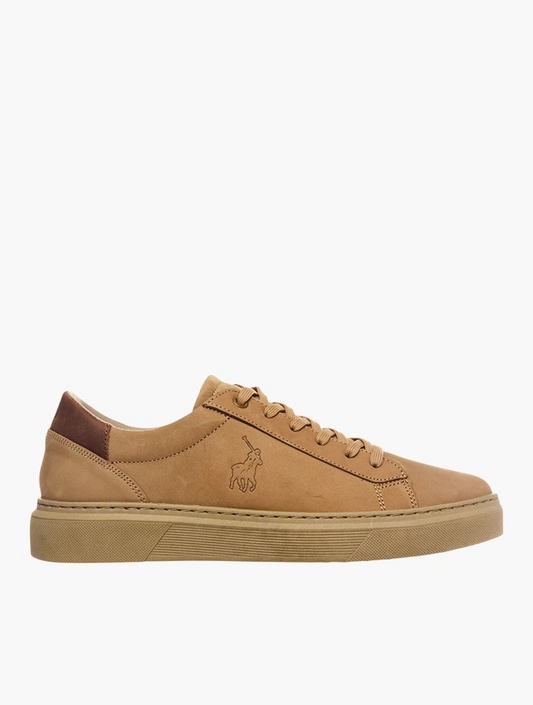 Polo Taupe Deboss Lace Up Sneakers