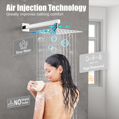 Shower Head, Arm and  Shower Mixer Set Bathroom sprinkler - Silver