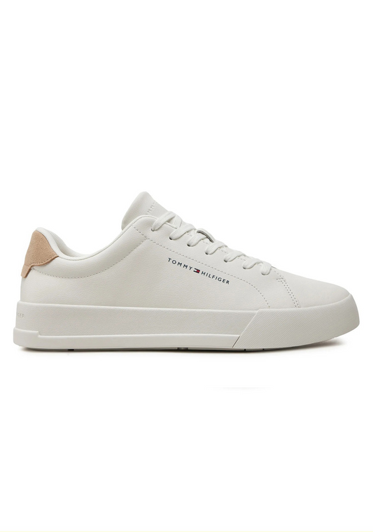 Tommy Hilfiger The Court Leather Grain Ecru Sneakers