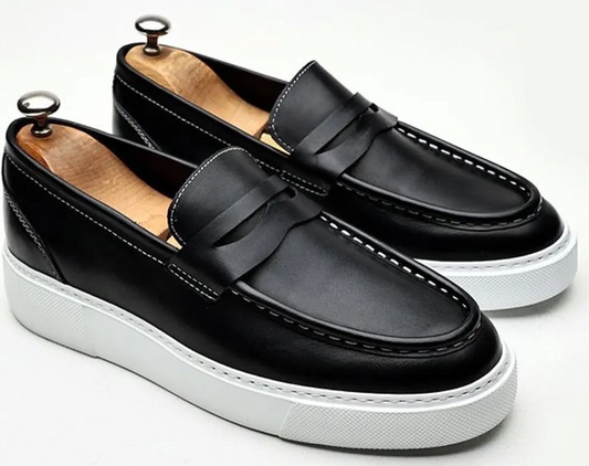 LIZZIO-Black Ben Leather Loafers