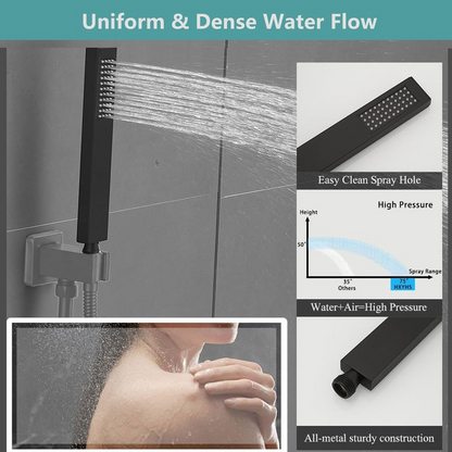 Wall Mount Brass Waterfall Bathtub Fauset with Hand Shower Hose