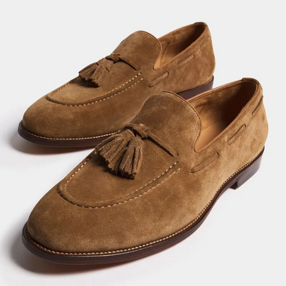 Fabiani Men's Suede Tan Tassel Loafers