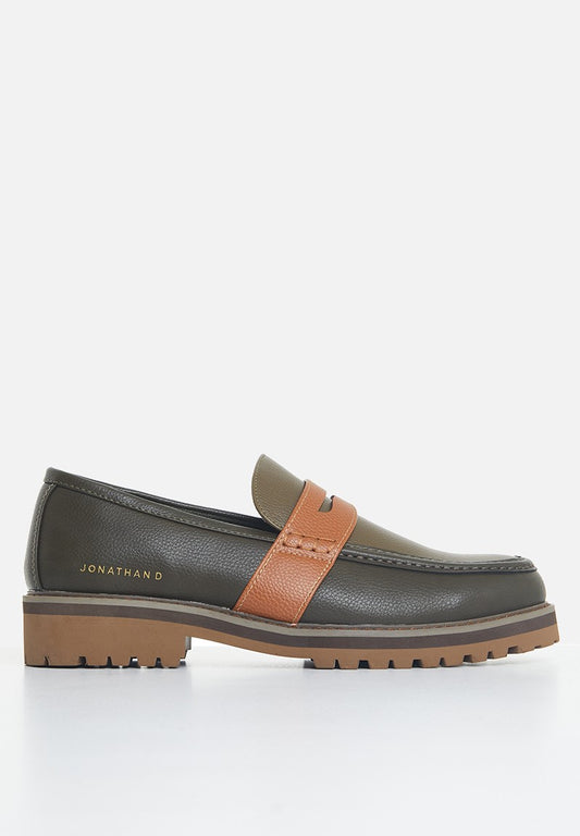 JONATHAN - D J penny moc pebbled pu loafer - hunter