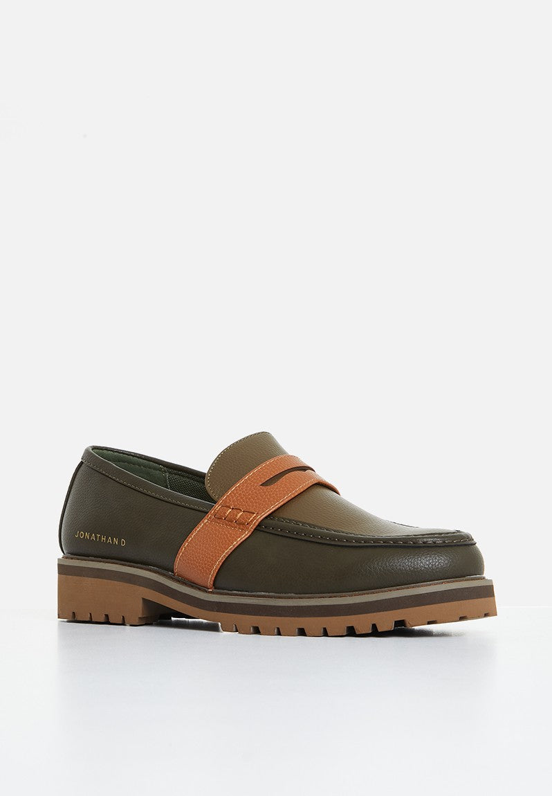 JONATHAN - D J penny moc pebbled pu loafer - hunter