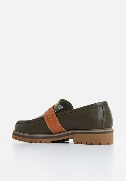 JONATHAN - D J penny moc pebbled pu loafer - hunter