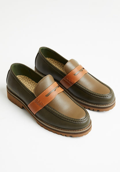 JONATHAN - D J penny moc pebbled pu loafer - hunter