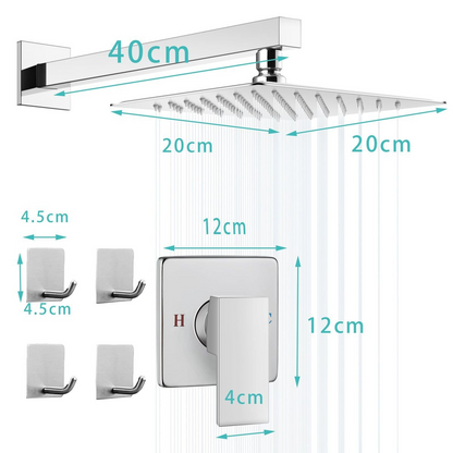 Shower Head, Arm and  Shower Mixer Set Bathroom sprinkler - Silver