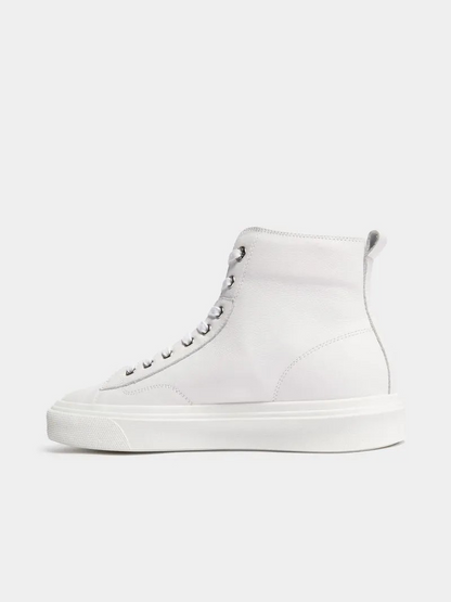 Fabiani Men's White Leather Apron High Top Sneakers