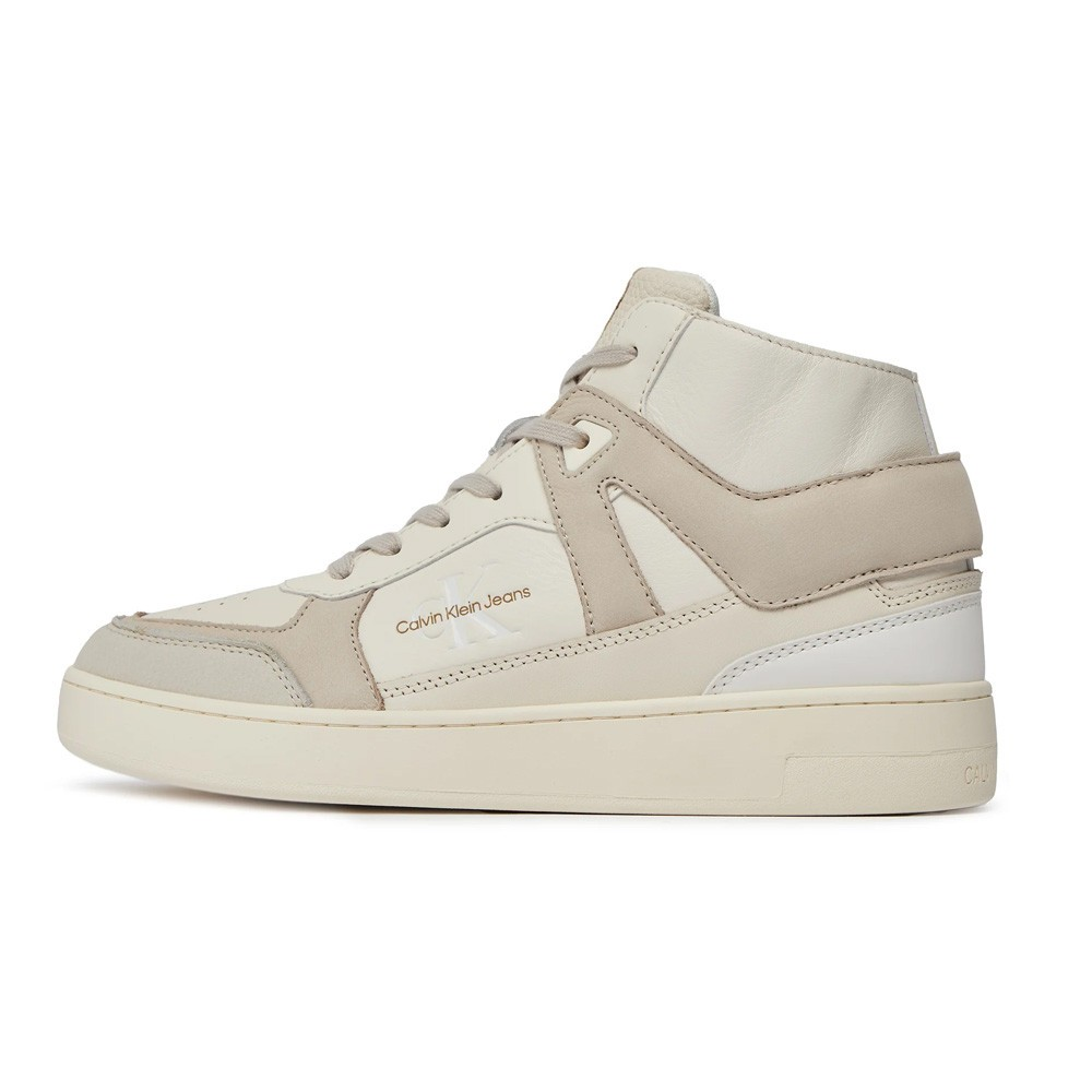 Calvin Klein Basket Cupsole Leather Sneaker - White Multi