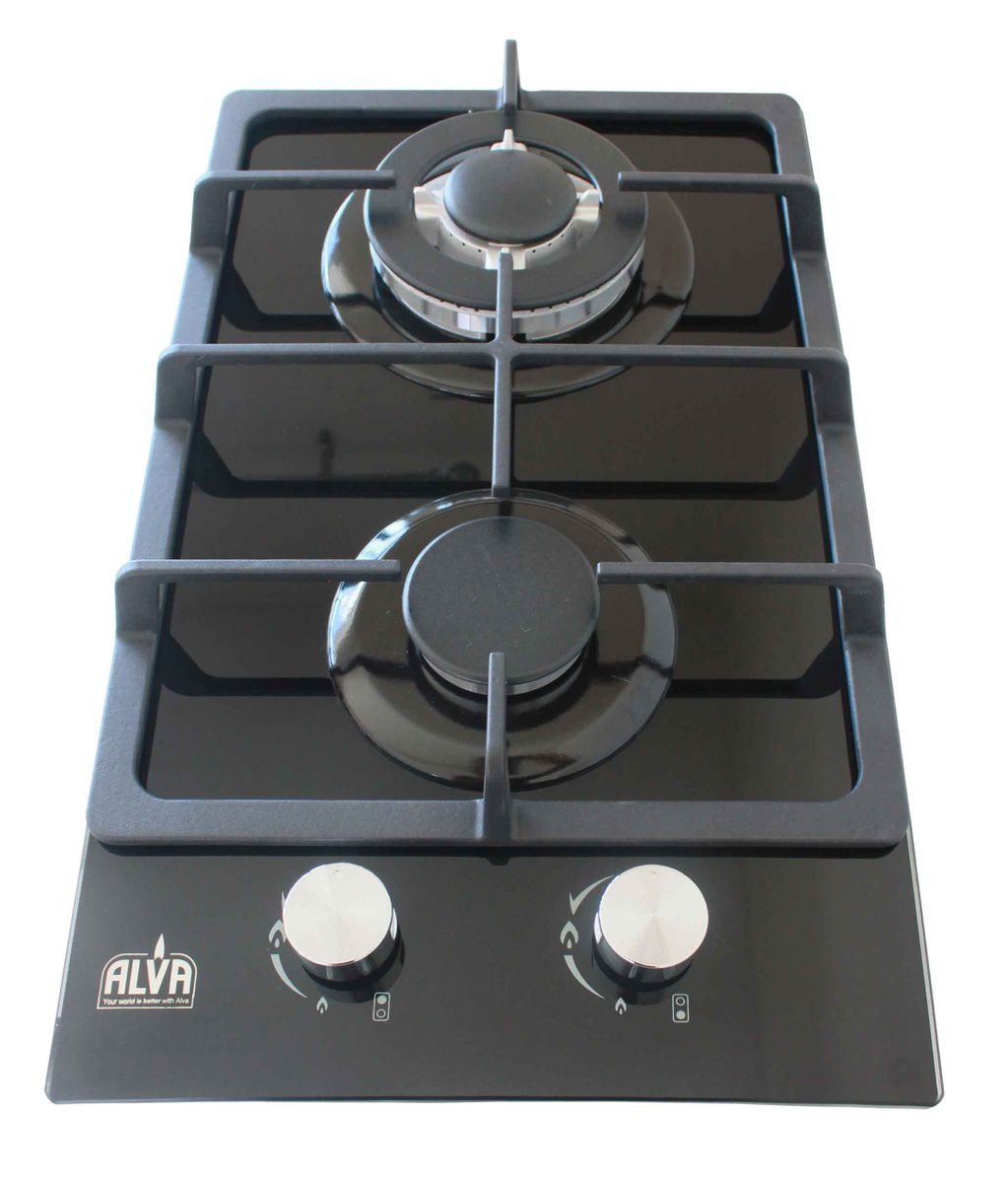 ALVA - 30cm 2-Burner Gas Hob - Glass Top