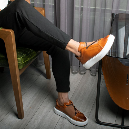 LIZZIO-Brown Rebel Men Leather Sneakers