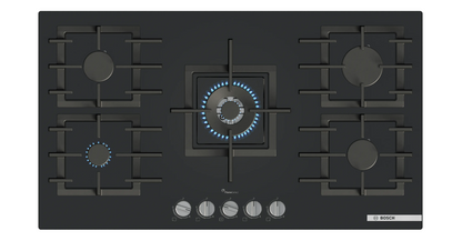 Bosch Series 6 90cm Black Tempered Glass Gas Hob – PPQ9B6I40