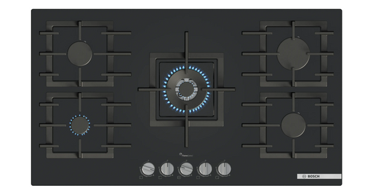Bosch Series 6 90cm Black Tempered Glass Gas Hob – PPQ9B6I40