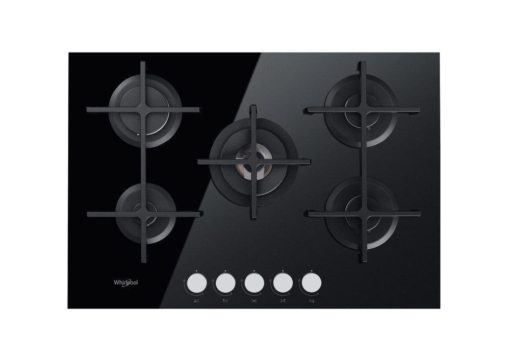 Whirlpool 70cm 5 Burner Black Gas on Glass Hob – GOA7523/NB