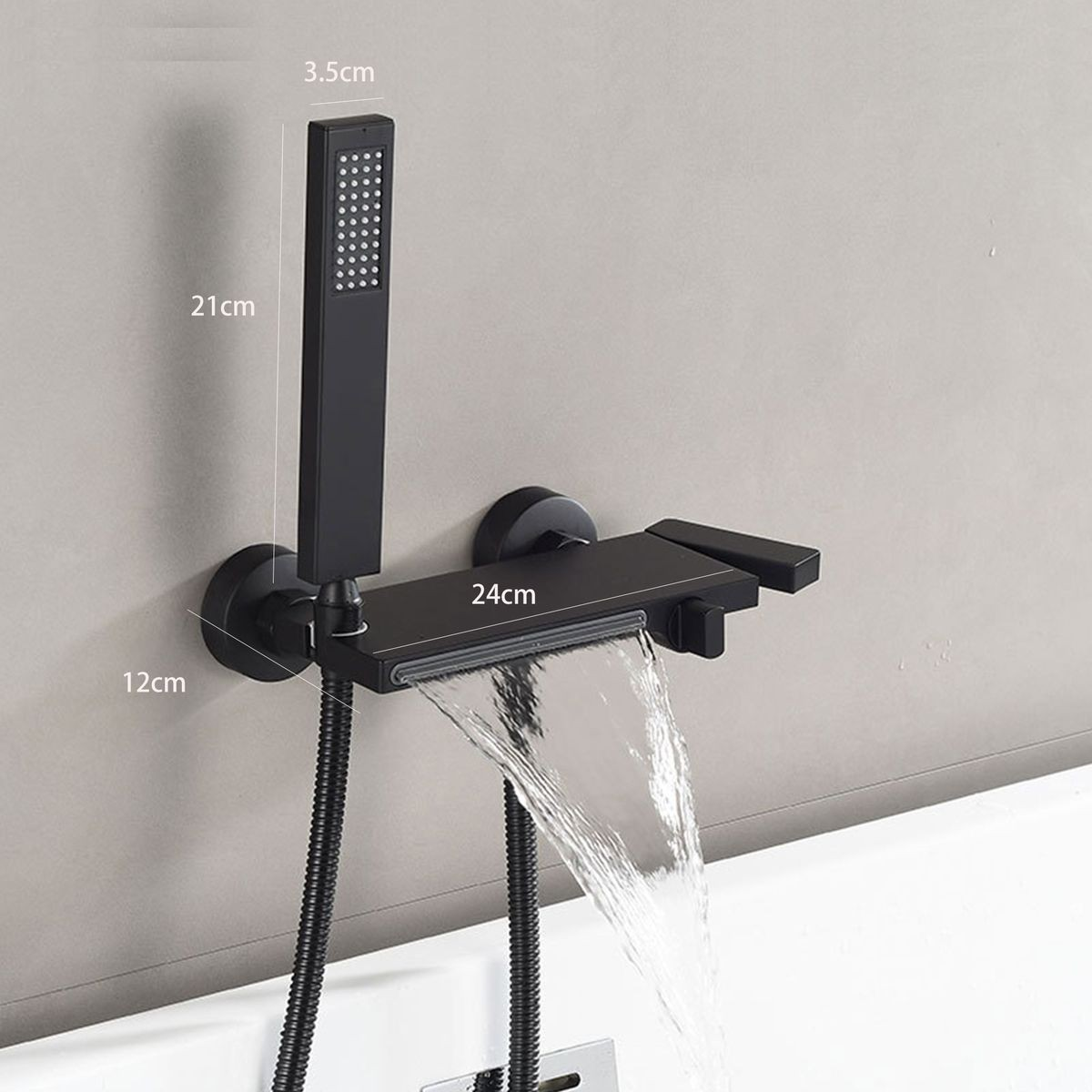 Wall Mount Brass Waterfall Bathtub Fauset with Hand Shower Hose