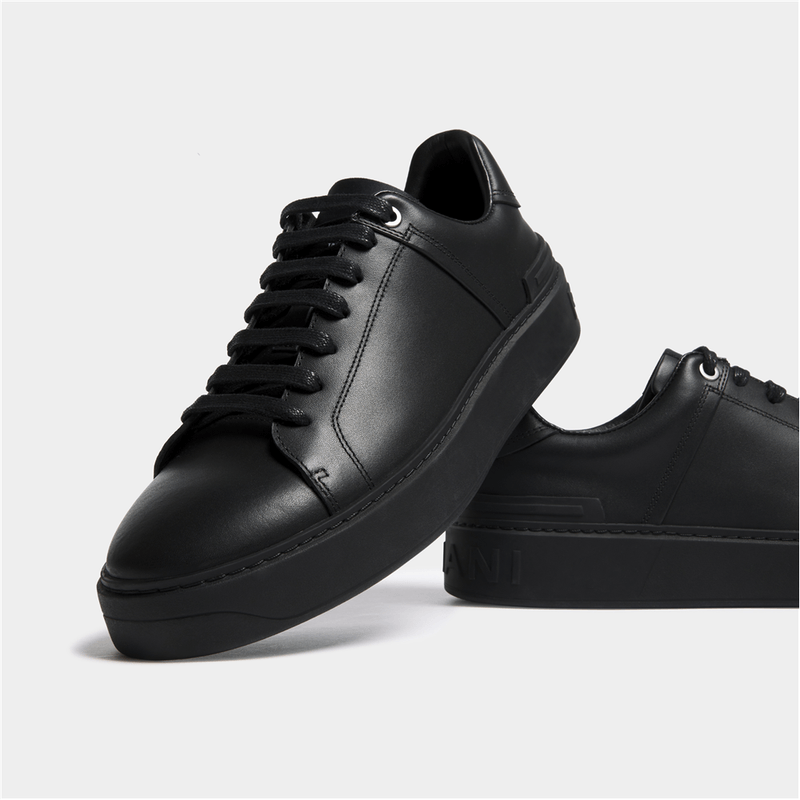 Fabiani Men's Cutline Leather Black Court Sneakers – LESonline