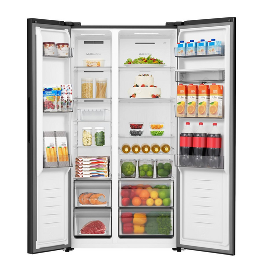 Hisense 541L No Frost Side by Side Fridge with Water Dispenser-Glass Black