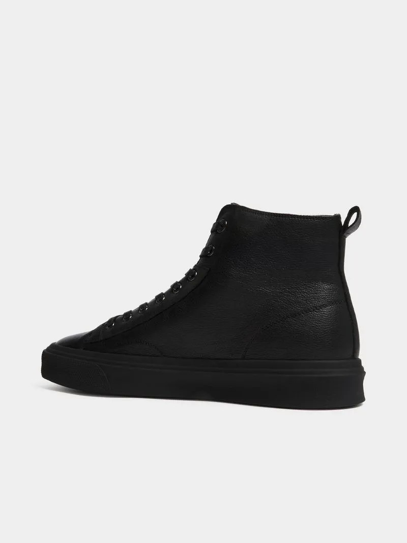 Fabiani Men's Black Leather Apron High Top Sneaker