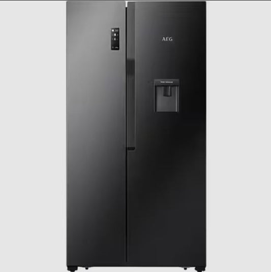 AEG 508L Matte Black Side by Side Fridge/Freezer with Water Dispenser – RXB57011NG