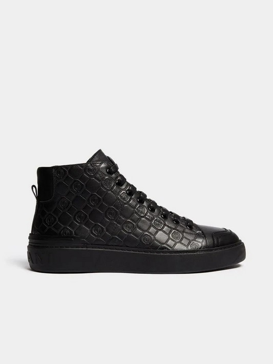 Fabiani Men's Collezione Men's Monogram Leather Hi-Top Sneaker