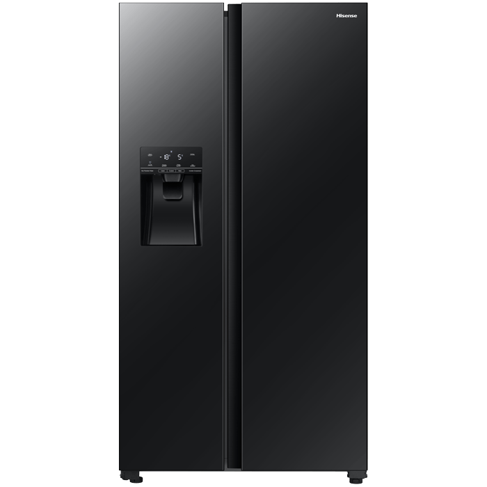 Hisense - 535L Black Glass Side by Side Fridge - H700SMI-IDL