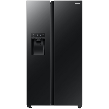 Hisense - 535L Black Glass Side by Side Fridge - H700SMI-IDL