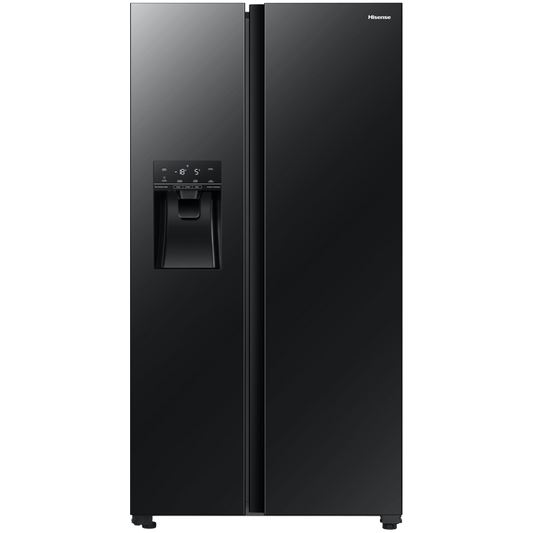 Hisense - 535L Black Glass Side by Side Fridge - H700SMI-IDL