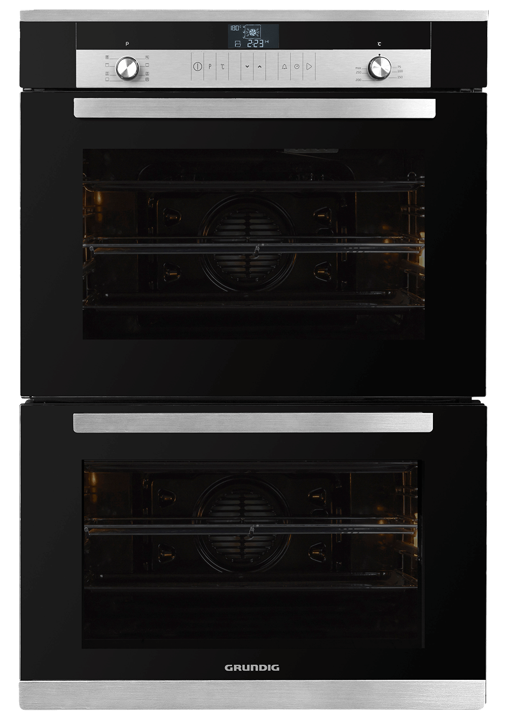 Grundig 70cm Black Multifunction Double Oven-GEDM36000B