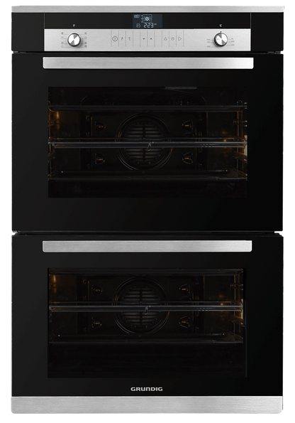 Grundig 70cm Black Multifunction Double Oven-GEDM36000B