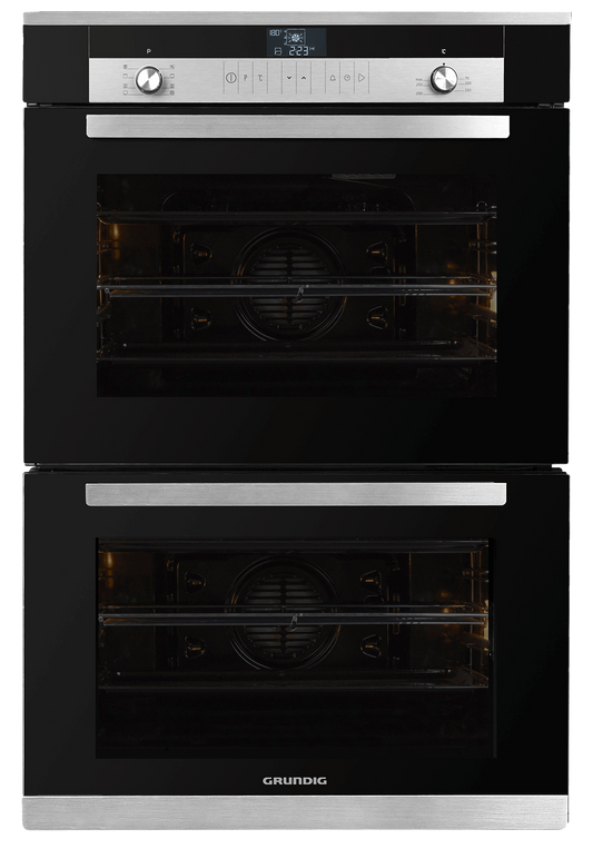 Grundig 70cm Black Multifunction Double Oven-GEDM36000B