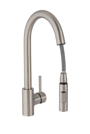 Kitchen Sink Mixer Tap Pull Out Brushed Nickel H40Cm Spout Reach 10Cm