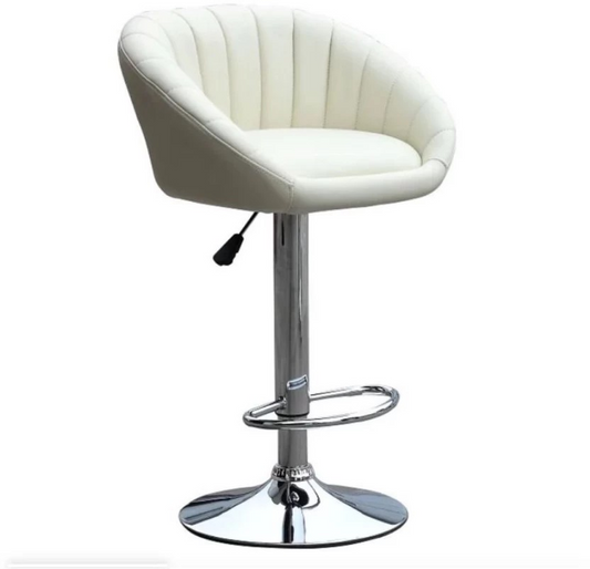 Leather Bar Stool  (Finish Colour - White)