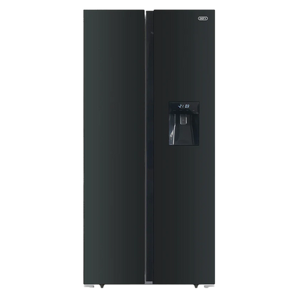 Defy 496Lt Black Glass Side by Side WD Fridge - DFF456