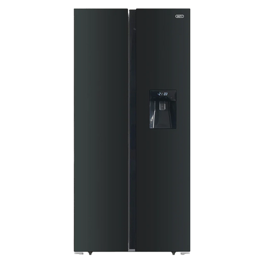 Defy 496Lt Black Glass Side by Side WD Fridge - DFF456