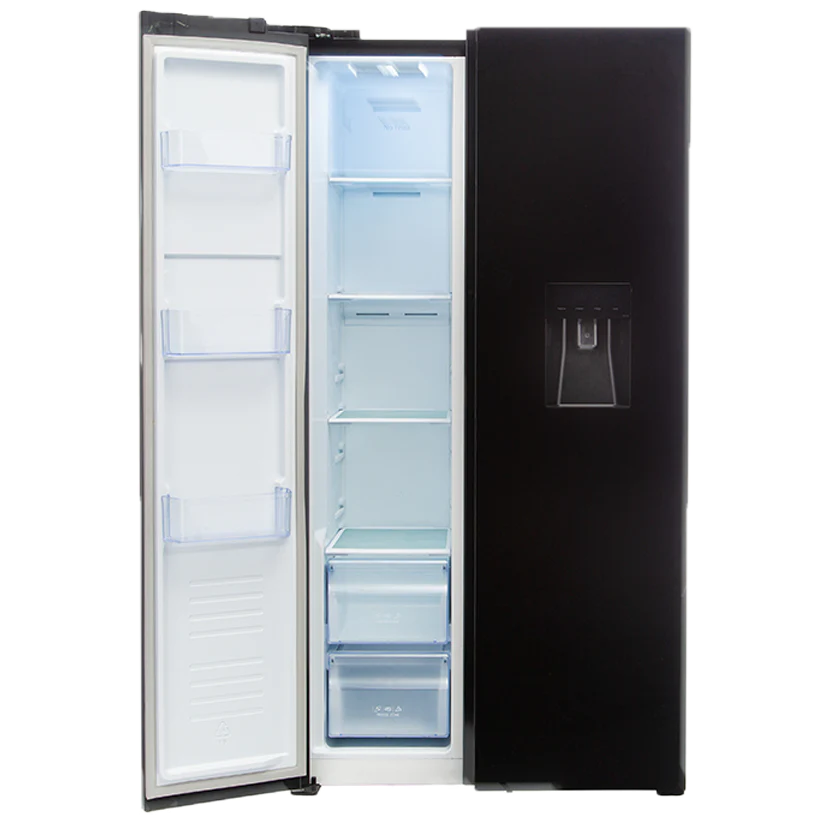 Defy 496Lt Black Glass Side by Side WD Fridge - DFF456