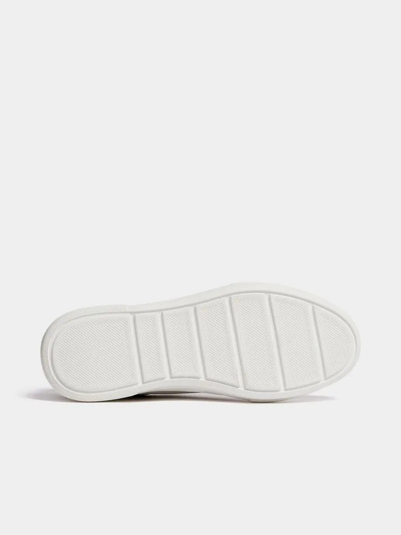 Fabiani Men's Retro White Leather Court Sneakers