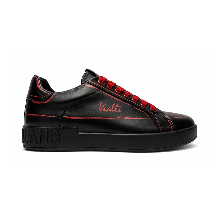 Vialli Rafah Sneakers In Black & Red