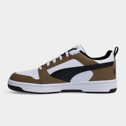 Mens Puma Rebound V6 White/Chocolate Sneaker