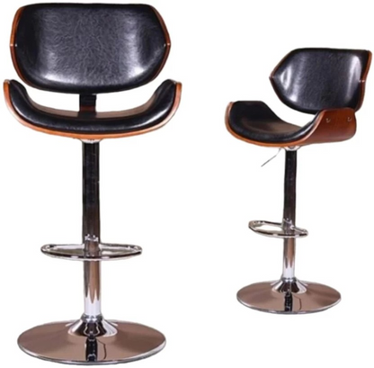 Leather Bar Chair  (Finish Colour - Black)