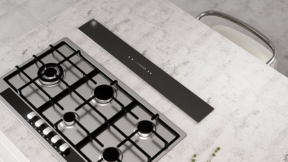 Falco - Countertop Black Glass Large Downdraft Extractor Fan – 90cm