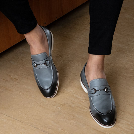 LIZZIO-Grey Tally Leather Loafers
