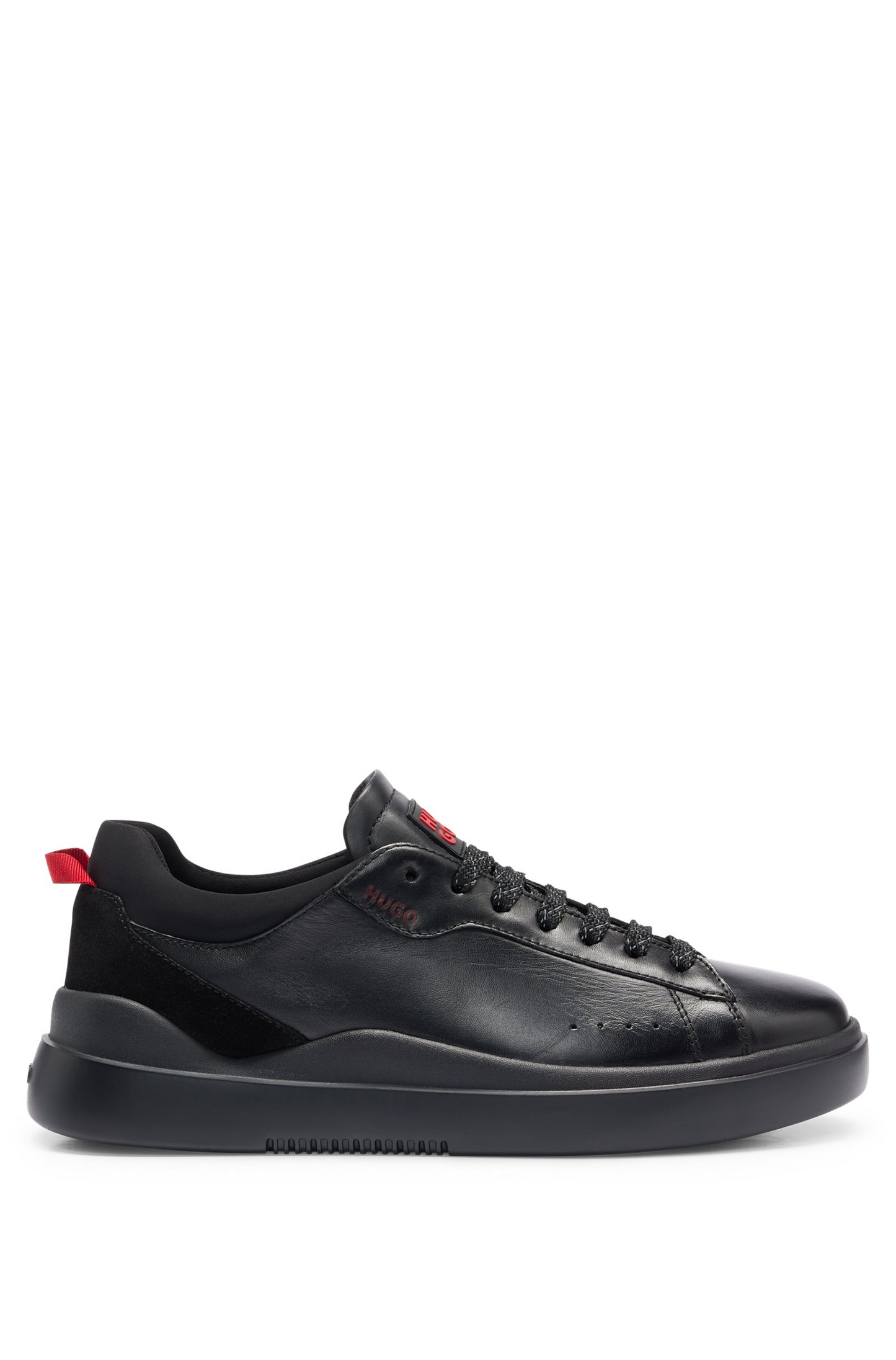 HUGO BOSS -LEATHER CUPSOLE TRAINERS WITH SUEDE TRIMS