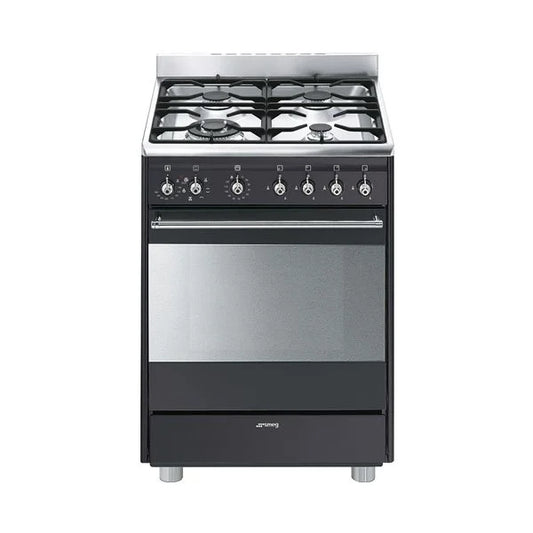 Smeg 60cm Black Gas/Electric Stove- SSA60MA9