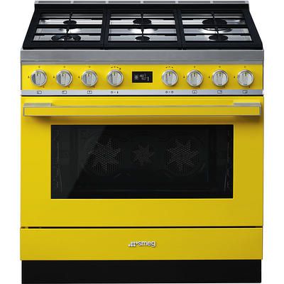 Smeg 90cm Yellow Portofino 6 Burner Gas Stove