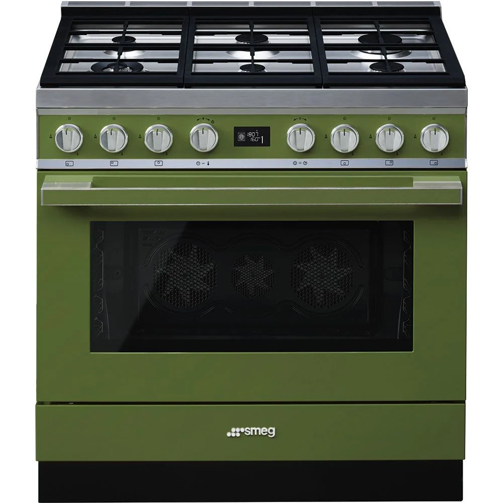 Smeg 90cm Olive Portofino Gas Stove