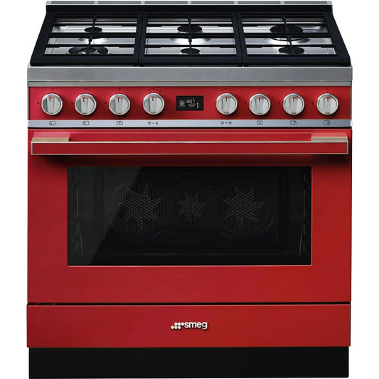 Smeg 90cm Red Portofino Gas Stove