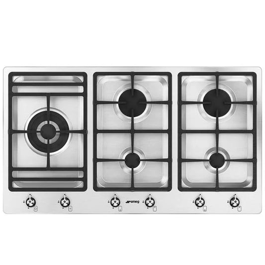 Smeg 90cm 5 Burner Gas Hob - PS906SA + FREE Salad Bowl & 4piece Pasta Bowl set! (82053 & 83091)